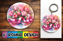 Sweet Keychain Circle Sublimation, Flowers Product Image 1