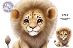 Sweet Baby Lion Watercolor PNG Clip Art King Jungle Image Product Image 1