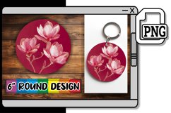 Blossom Brilliance: Sublimation Circle Keychain &amp; Car Product Image 1