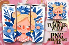 Artistic Woman Tumbler Wrap with Flower Design 20oz Product Image 1