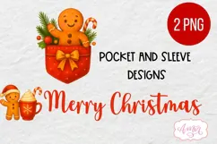 Christmas pocket and sleeve PNG design, Cute gigerbread man Product Image 2