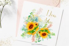 Watercolor Bouquet of Sunflowers Summer.Watercolor Clipart. Product Image 3