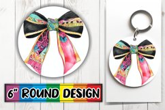 Round Design Sublimation PNG with Watercolor Bow Pattern Product Image 1