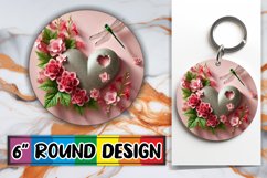 Whimsical Circle Keychain PNG, 3D Heart Product Image 1