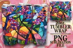 20oz Tumbler Colorful Stained Glass Tree Wrap Art Product Image 1
