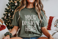 Christmas Gildan 18000 Forest Green Crewneck Sweatshirt Mock Product Image 1