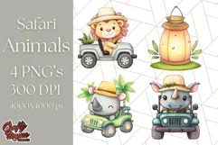 Jungle Safari Animals PNG Cute Pastel Wild Animal Clipart Product Image 1