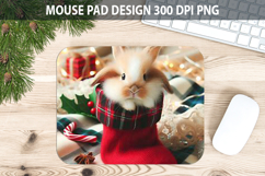 Christmas Rabbit Mouse Pad Sublimation - Animal PNG Design Product Image 1