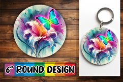 Joyful Round Coaster Sublimation, Butterfly Product Image 1