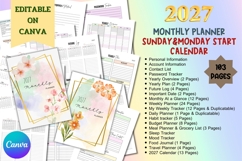 2027 Monthly Planner - Editable Planner Product Image 1