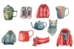 Watercolor Cozy Christmas Clipart Product Image 2