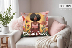 Afro Girl /Woman braided hair Pillow Design, Black Queen PNG Product Image 1