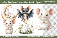 Adorable Cute Fairy Woodland Clipart PNG Product Image 1