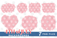 American 4th of July Cat Dog Paw Background Png DTF Bundle Product Image 1