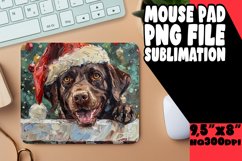 Festive Peeking Dog Art Winter Mouse Pad Sublimation Product Image 1