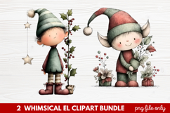 Whimsical Elf Clipart | Cute Christmas Elf PNG Illustration Product Image 1