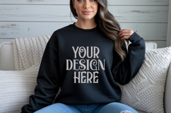 Black Gildan 18000 Sweatshirt Mockup,G18000 Crewneck Sweatsh Product Image 1