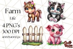 Kids Farm Clipart, Cute Farmer and Farm Animal PNG Product Image 1