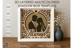 Wedding Bride and Groom Shadow box SVG Papercut template Product Image 1