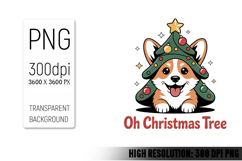 Cute Christmas Dog, Animal Sublimation Clipart PNG Product Image 1