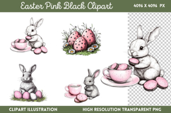 Pink Black Easter Clipart PNG Product Image 1