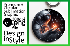 Stylish Round Design for Keychains , Astronaut Product Image 1