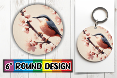 Whimsical Round Keychain Sublimation, Birds Product Image 1