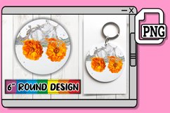 Floral Ripple: Round Sublimation Splash Keychain PNG Product Image 1