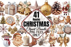 Rustic Christmas Sublimation Clipart Bundle PNG Product Image 1