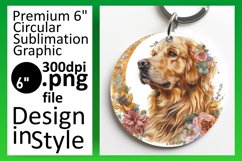 Adorable Dog Design Sublimation Circle Keychain Product Image 1
