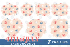 American 4th of July Cat Dog Paw Background Png DTF Bundle Product Image 1
