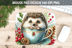 Hedgehog Mouse pad Sublimation - Christmas Animal PNG Design Product Image 1