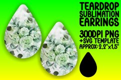 Floral Teardrop Earring Design - Sublimation PNG Product Image 1