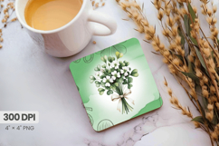 Clover Bouquet Elegant St Patrick’s Day Square Coaster PNG S Product Image 1