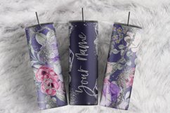 Custom Name Purple Floral Silver Marble 20 oz tumbler wrap Product Image 1