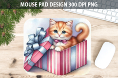 Watercolor Cat Mouse Pad Sublimation - Valentines PNG Product Image 1