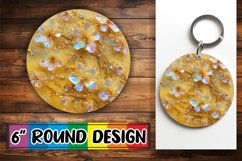 Sparkling Floral Glitter Sublimation : Keychain, Coaster Product Image 1