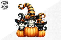Halloween Cat And Pumpkin Sublimation - Clipart PNG Design Product Image 1