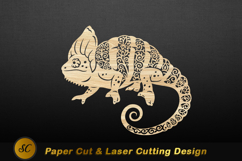 Ornate wooden chameleon silhouette image Laser cut Product Image 1
