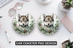 Cub wolf Car Coaster Sublimation| Animal Coaster PNG Product Image 1
