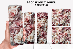 3D Flower Skinny Tumbler 20oz Wrap Design,Flowers Tumble PNG Product Image 1