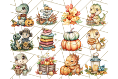 Fall Dinosaur PNG Clipart with Autumn Elements, Cute Dino Product Image 3