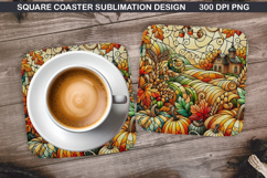 Pumpkin Coaster Sublimation, Halloween Coaster PNG Design Product Image 1
