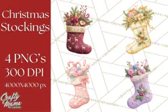 Christmas Stockings Clipart PNG, Festive Holiday Stockings Product Image 1