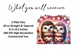 Valentine's Day Hedgehog Tumbler Wrap Sublimation Design Product Image 2