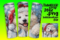 Festive Peeking Dog Art Winter Tumbler Wrap Sublimation Product Image 1