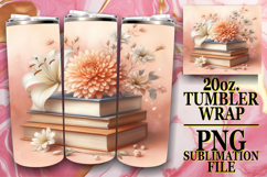 Gentle Breezes 20oz tumbler wrap, Book and flower Product Image 1