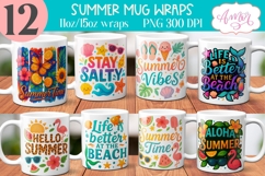 Summer wrap PNG sublimation BUNDLE, Beach mugs bundle PNG Product Image 1