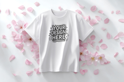 Valentine Petal Flatlay T-Shirt Mockup PSD JPG Product Image 1