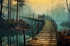 Foggy Passages Wooden Background Wallpaper Product Image 1